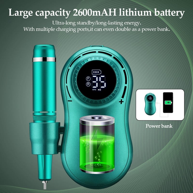 Styton 35000RPM körömfúró gép LCD kijelzővel, újratölthető körömmester manikűrhöz hordozható körömfúró gép