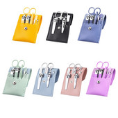 7Pcs/set Set za manikuru od nehrđajućeg čelika Nail Art Clipper Nipper zanoktice Škare Alati za njegu s torbom od PU kože