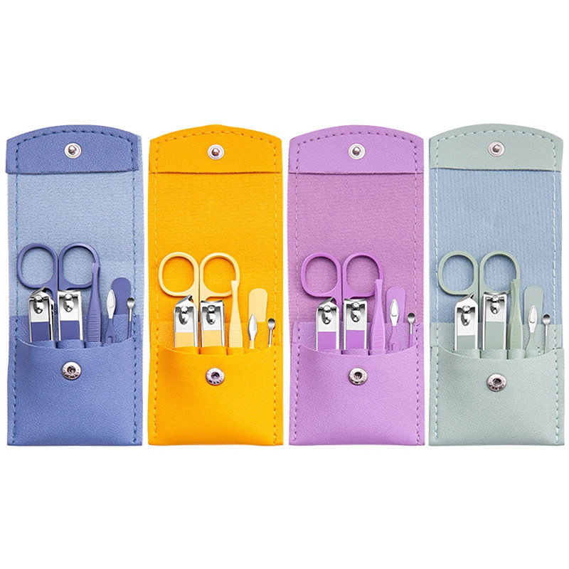 7Pcs/set Set za manikuru od nehrđajućeg čelika Nail Art Clipper Nipper zanoktice Škare Alati za njegu s torbom od PU kože