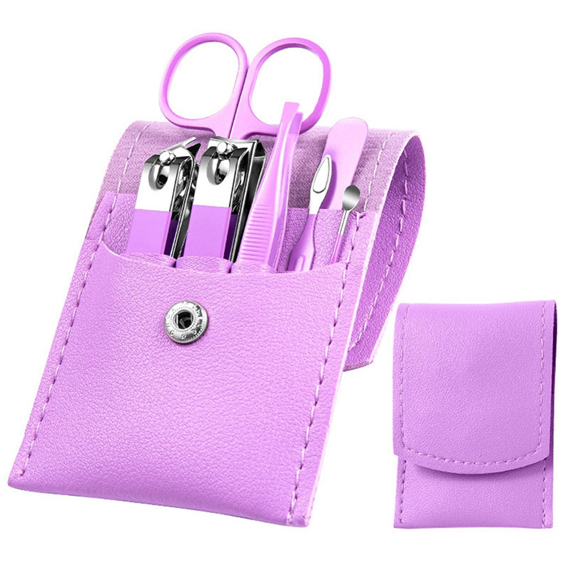 7Pcs/set Set za manikuru od nehrđajućeg čelika Nail Art Clipper Nipper zanoktice Škare Alati za njegu s torbom od PU kože