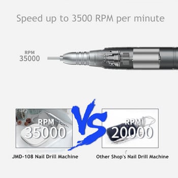 2022 Нова електрическа машина за пробиване на нокти JMD108 Маникюр Сензорен екран 35000 RPM Оборудване за полиране на пила за нокти Шлифовъчна машина за нокти Професионална