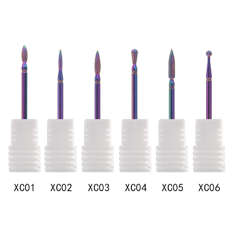 6 formų deimantinis nagų gręžtuvas frezavimo nagų grąžtai odelių pjoviklis manikiūro nagų dildėms elektrinis frezavimo šlifuoklis XC01-XC06