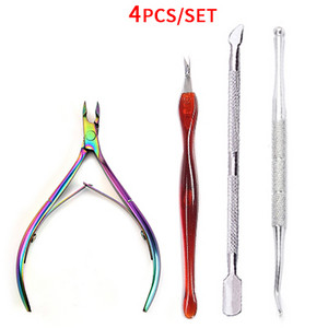 Set alata za nokte od 2/3/4 kom. Gurači mrtve kože Sredstvo za uklanjanje srebrnih štipaljki za zanoktice Škare od nehrđajućeg čelika Pribor za manikuru Nail Art