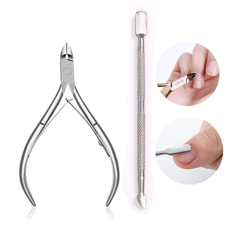 Set alata za nokte od 2/3/4 kom. Gurači mrtve kože Sredstvo za uklanjanje srebrnih štipaljki za zanoktice Škare od nehrđajućeg čelika Pribor za manikuru Nail Art