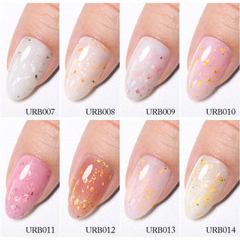 UR SUGAR 7ml Χρυσό Ροζ Λευκό Glitter Λαστιχένιο Σετ Βάσης Gel Polish Effect Κατασκευής Soak Off UV LED Nail Art Gel Βερνίκι Κιτ