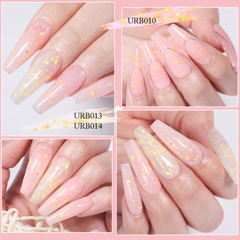 UR SUGAR 7ml Χρυσό Ροζ Λευκό Glitter Λαστιχένιο Σετ Βάσης Gel Polish Effect Κατασκευής Soak Off UV LED Nail Art Gel Βερνίκι Κιτ