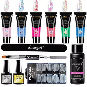 Σετ Poly Nail Gel Nail Gel Kit 15g Crystal Building Clear Colors Gel with Nail Tools Σετ Gel βερνίκι νυχιών για προεκτάσεις νυχιών