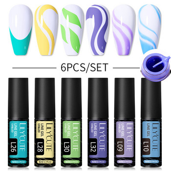 6 ΤΕΜ/Σετ Line Gel Βερνίκι νυχιών Κιτ Vernis Semi Permanent UV Gel DIY Painting Drawing Manicure Nail Art Line Gel Brushed Glue