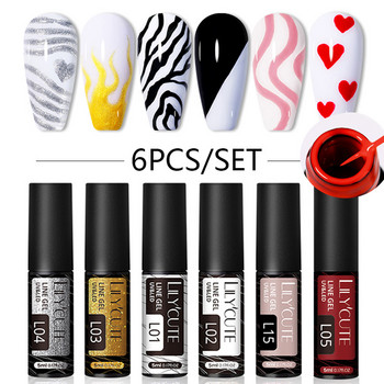 6 ΤΕΜ/Σετ Line Gel Βερνίκι νυχιών Κιτ Vernis Semi Permanent UV Gel DIY Painting Drawing Manicure Nail Art Line Gel Brushed Glue