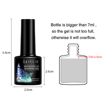 LILYCUTE 6 ΤΕΜ/ΣΕΤ 9D Reflective Cat Magnetic Gel Nail Polish Glitter Vernis Semi Permanent Soak Off Magnetic UV Gel Nail Art Gel