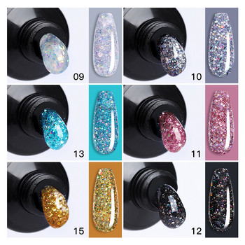 LILYCUTE 15ml Glitter Σετ τζελ για επεκτάσεις νυχιών Ημιμόνιμο UV Gel Βερνίκι νυχιών Quick Extension Σετ εργαλείων μανικιούρ Nail Art