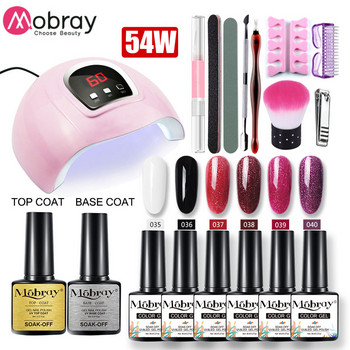 Mobray Gel Nail Kit with Lamp UV/LED Lamp dryer with 6pcs Nail Gel Polish Set Base Top Coat Tools Σετ νυχιών για μανικιούρ