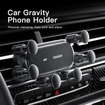 Essager Six Points Gravity Car Phone Holder Air Vent Clip GPS Mount Stand For iPhone 14 Samsung Xiaomi Smartphone Holder Holder Support