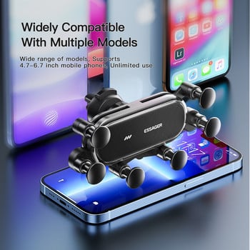 Essager Six Points Gravity Car Phone Holder Air Vent Clip GPS Mount Stand For iPhone 14 Samsung Xiaomi Smartphone Holder Holder Support