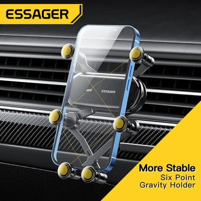 Essager Six Points Gravity Στήριγμα τηλεφώνου αυτοκινήτου Κλιπ εξαερισμού αέρα Βάση στήριξης GPS για iPhone 14 Υποστήριξη θήκης smartphone Samsung Xiaomi