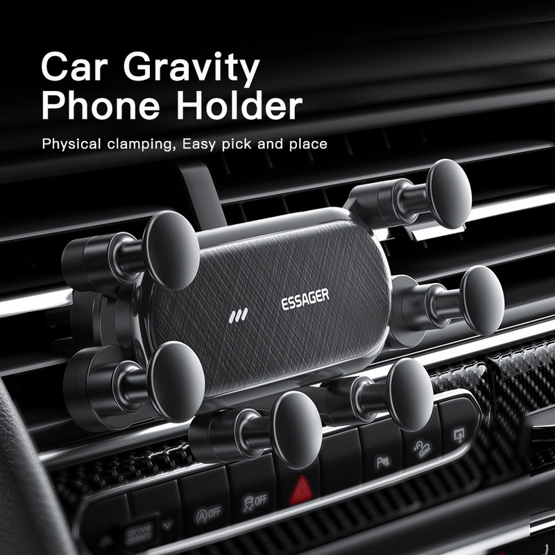 Essager Six Points Gravity automašīnas tālruņa turētājs Air Vent Clip GPS stiprinājuma statīvs iPhone 14 Samsung Xiaomi viedtālruņa turētāja atbalsts