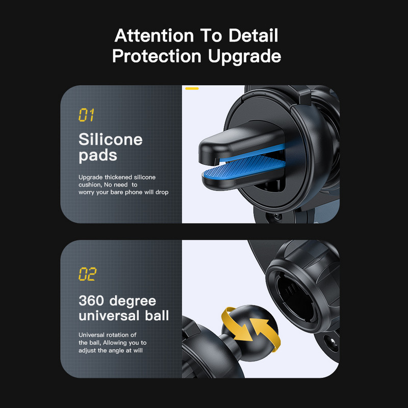 Essager Six Points Gravity automašīnas tālruņa turētājs Air Vent Clip GPS stiprinājuma statīvs iPhone 14 Samsung Xiaomi viedtālruņa turētāja atbalsts