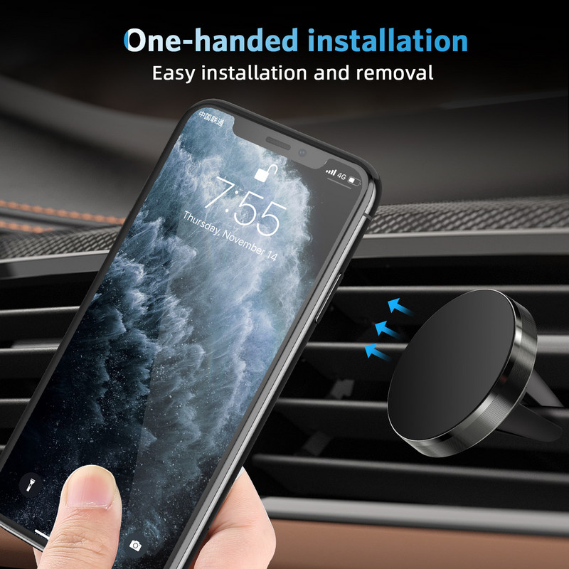 UIGO Магнитен държач за телефон за Redmi Note 8 Huawei в колата GPS Air Vent Mount Magnet Stand Автомобилен държач за мобилен телефон за iPhone 11