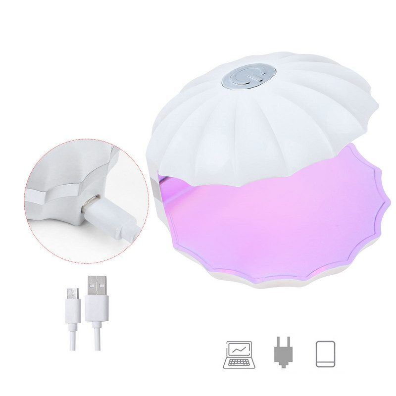 Körömszárító MINI Shell Shape 18W USB UV 5 LED Lámpa Nail Art Manikűr Eszközök Design 30S Gyorsan száradó kötőfény géllakkhoz