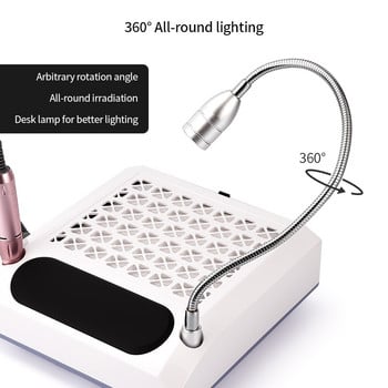 80W 4 в 1 Силна мощност Прахосмукачка за нокти UV гел за полиране на нокти Свредла за нокти Осветителна лампа Ръчна подложка Прахосмукачка Устройство за салон за нокти