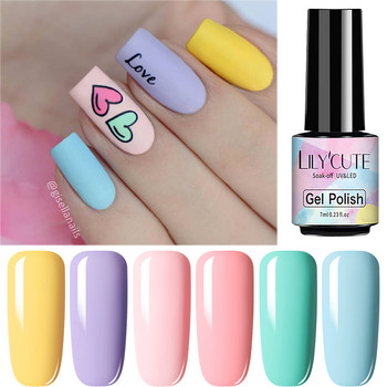 LILYCUTE 6 τμχ/Σετ βερνίκι νυχιών Gel Gel Summer Neon Colorful Glitter για Μανικιούρ Ημιμόνιμο Soak Off Gel UV LED Varnishes Kit