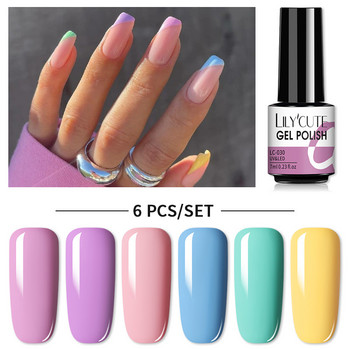 LILYCUTE 6 τμχ/Σετ βερνίκι νυχιών Gel Gel Summer Neon Colorful Glitter για Μανικιούρ Ημιμόνιμο Soak Off Gel UV LED Varnishes Kit