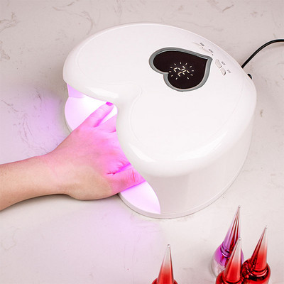 96 W-os UV-LED körömlámpa Professzionális szív alakú gél lakk gyógylámpa Pink Sun Light körömszárító manikűr gép strasszokkal
