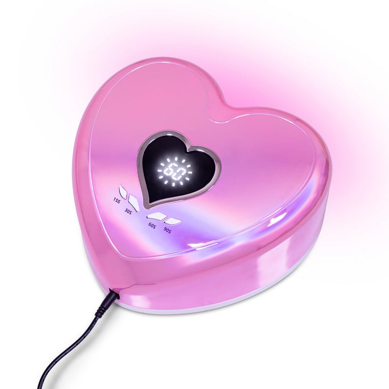 96 W-os UV-LED körömlámpa Professzionális szív alakú gél lakk gyógylámpa Pink Sun Light körömszárító manikűr gép strasszokkal