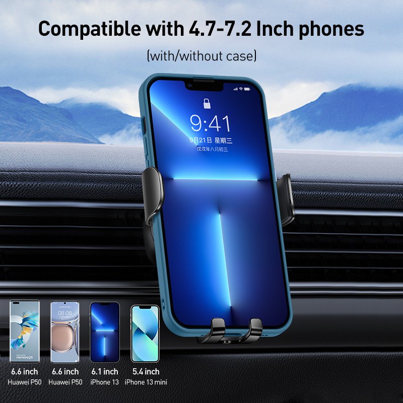 Baseus autós telefontartó autós szellőzőnyíláshoz / CD-nyílásba szerelhető telefontartó állvány iPhone-hoz Samsung Metal Gravity mobiltelefontartó