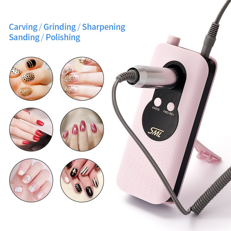 35000RPM Mașină de găurit unghii Set de burghie pentru unghii Dispozitiv portabil de șlefuit de unghii Manichiură Pedichiură Slefuit unghii Dispozitiv de șlefuit