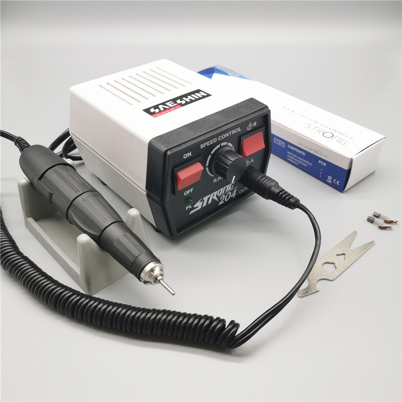 65W Strong 204 vezérlődoboz 35000RPM 30V Strong 210 102L Mikromotor Kézidarab Elektromos manikűr gép Körömfúró vágókészlet