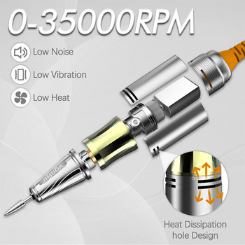 35000RPM машина за пробиване на нокти за фрезоване на акрилен гел, рязане с режим на пауза, шлифовъчна машина за нокти Професионална машина за салон за нокти