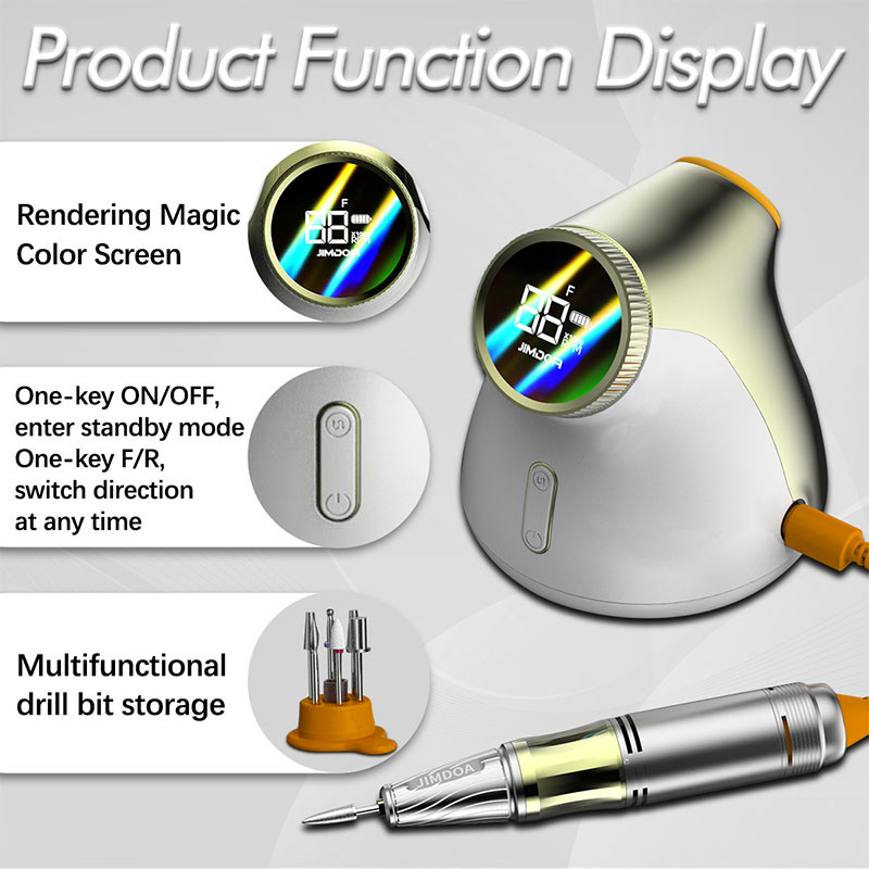 Stroj za bušenje noktiju od 35000 RPM za glodanje akrilnog gela, rezanje s načinom pauze Brusilica za nokte, profesionalni stroj za salon za nokte
