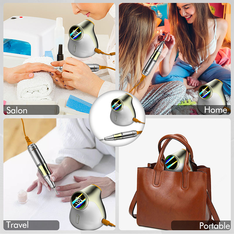 Stroj za bušenje noktiju od 35000 RPM za glodanje akrilnog gela, rezanje s načinom pauze Brusilica za nokte, profesionalni stroj za salon za nokte