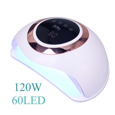 120 W nagų lempa manikiūrui 60 šviesos diodų kietėja visų rūšių geliai UV LED nagų džiovintuvas Dvigubas rankų greitas džiovinimo salonas Naudokite nagų dailės priemones