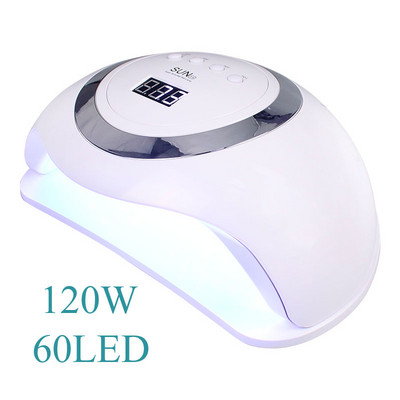 120 W nagų lempa manikiūrui 60 šviesos diodų kietėja visų rūšių geliai UV LED nagų džiovintuvas Dvigubas rankų greitas džiovinimo salonas Naudokite nagų dailės priemones