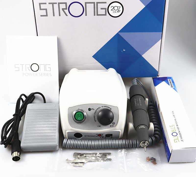 Elektromos körömfúró Strong 210 65W SDE-H37L1 manikűr gépi pedikűr készlet Strong Nails Art Tool kézidarab körömreszelő felszerelés