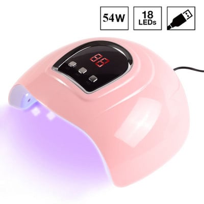 Hordozható 36 W-os rózsaszín körömszárító gép UV LED lámpa 30/60/90s időzítő USB kábel otthoni használatra köröm UV gél lakk szárító LED körömlámpa eszköz