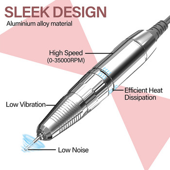 Нова машина за бормашина за нокти 2в1 35000RPM със силно засмукване Прахосмукачка за нокти Нискошумна прахосмукачка за нокти Машина за маникюр