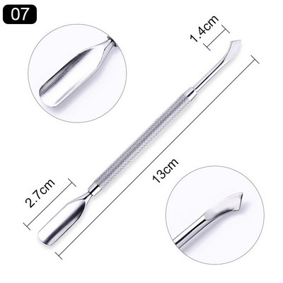 1 vnt Nail Art Pusher Remover Stick Rod gelio lakas nerūdijančio plieno nagų dailės įrankis lakui pašalinti