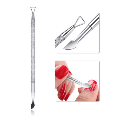 1 vnt Nail Art Pusher Remover Stick Rod gelio lakas nerūdijančio plieno nagų dailės įrankis lakui pašalinti