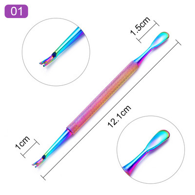 1 vnt Nail Art Pusher Remover Stick Rod gelio lakas nerūdijančio plieno nagų dailės įrankis lakui pašalinti