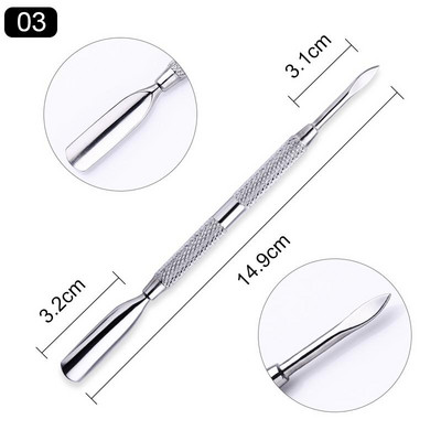 1 vnt Nail Art Pusher Remover Stick Rod gelio lakas nerūdijančio plieno nagų dailės įrankis lakui pašalinti