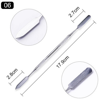 1 vnt Nail Art Pusher Remover Stick Rod gelio lakas nerūdijančio plieno nagų dailės įrankis lakui pašalinti