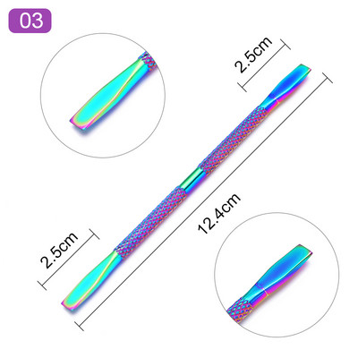 1 vnt Nail Art Pusher Remover Stick Rod gelio lakas nerūdijančio plieno nagų dailės įrankis lakui pašalinti