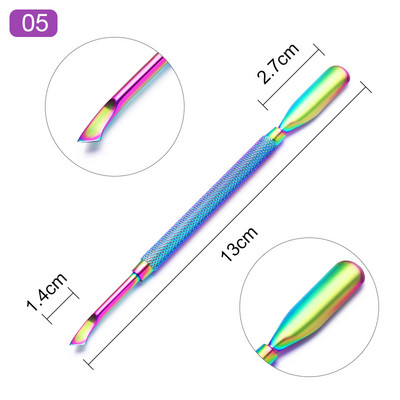 1 vnt Nail Art Pusher Remover Stick Rod gelio lakas nerūdijančio plieno nagų dailės įrankis lakui pašalinti