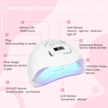 COSCELIA Poly Extension Gel Nail Kit Slip Solution Μηχανή για τρυπάνι νυχιών UV Led Lamp Glitter Tips Σετ εργαλείων διακόσμησης νυχιών