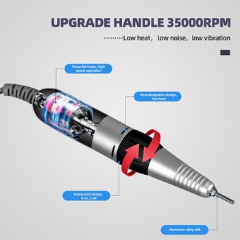 Машина за пробиване на нокти CkeyiN 35000rpm LED дисплей Електрическа шлайфмашина за нокти Фреза с регулируема скорост за маникюр с крачен педал Инструмент за нокти