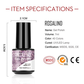 ROSALIND 4/6 ΤΕΜ. Σετ τζελ νυχιών για μανικιούρ Νύχια Art Design Glitter Color Gel Lacquer Soak Off Semi Permanent UV Gellak Kit