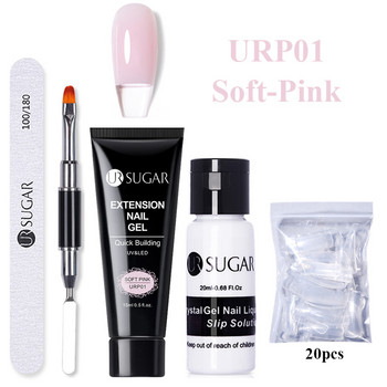 UR SUGAR 15ml Milky Jelly White Pink Extension Gel Kit Nail Tips Glitter Effect Σετ μανικιούρ Semi Permanent Soak Off Nail Art